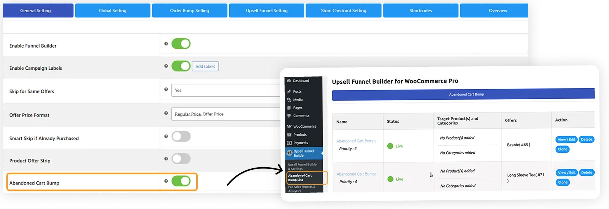 Create Cart Abandoned Bumps